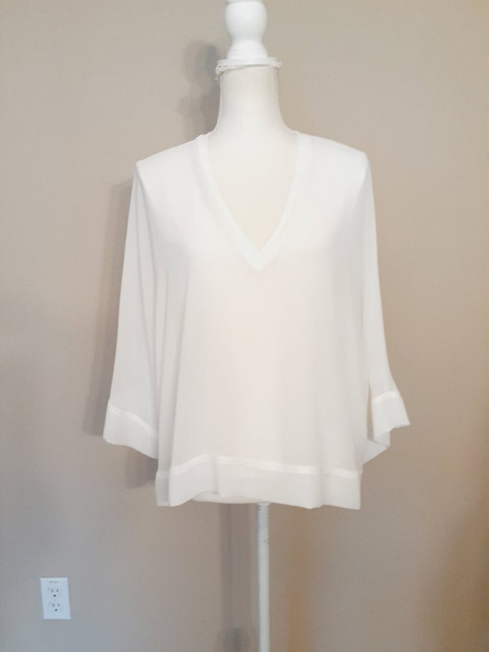 Zara Sheer Layered V Neck Blouse